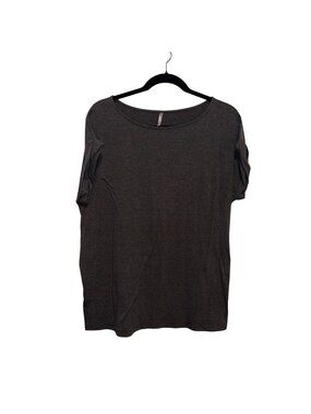 Womens Gray Short-Sleeve Top 3X Lightweight Stretch Fabric